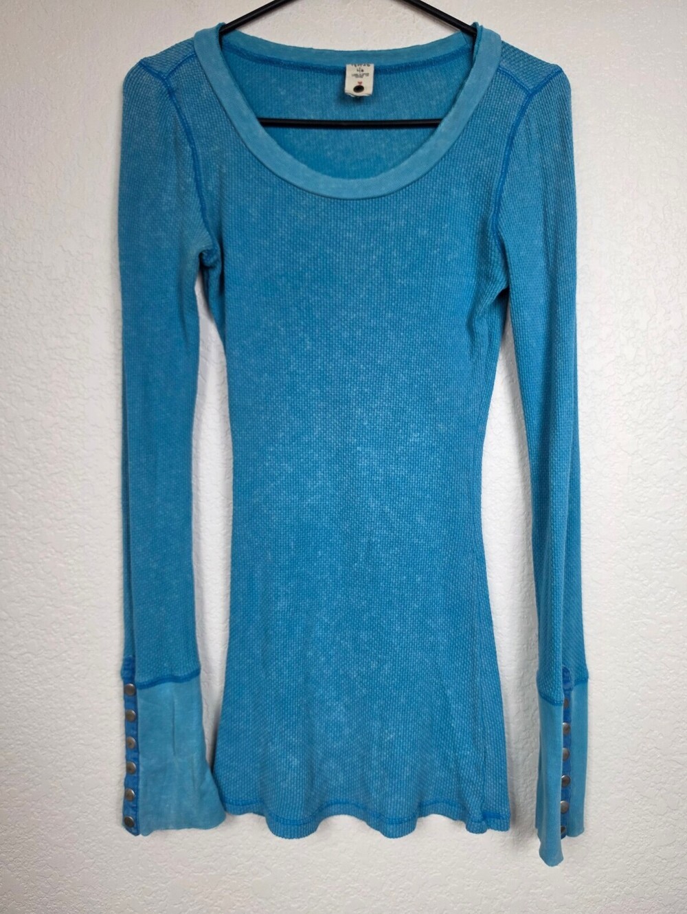 Vintage Y2K Free People Blue Long Sleeve Knit Top Large